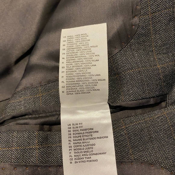 NWOT Italian Wool H&M Windowpane Check Blazer - Mens 40 Slim - Picture 13 of 16